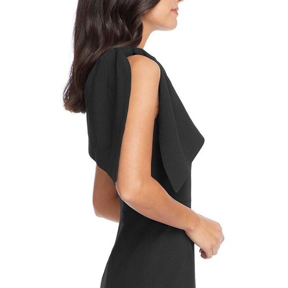 Dress The Population Tiffany One Shoulder Bow Black Midi Sheath Medium M NWT - Picture 5 of 10